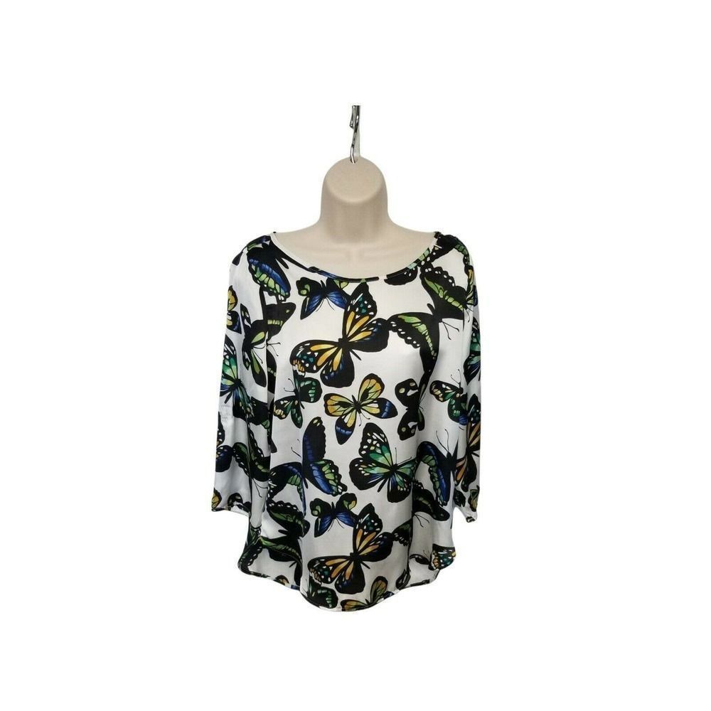 Apt. 9 Women's Multicolor Print Long Sleeved Button Down Silky Feel Shir…